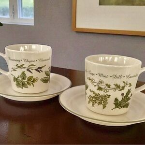 Corelle Flat Cup & Saucer Set Thymeless Herbs Corning Teacup Mug Green Set Of 2